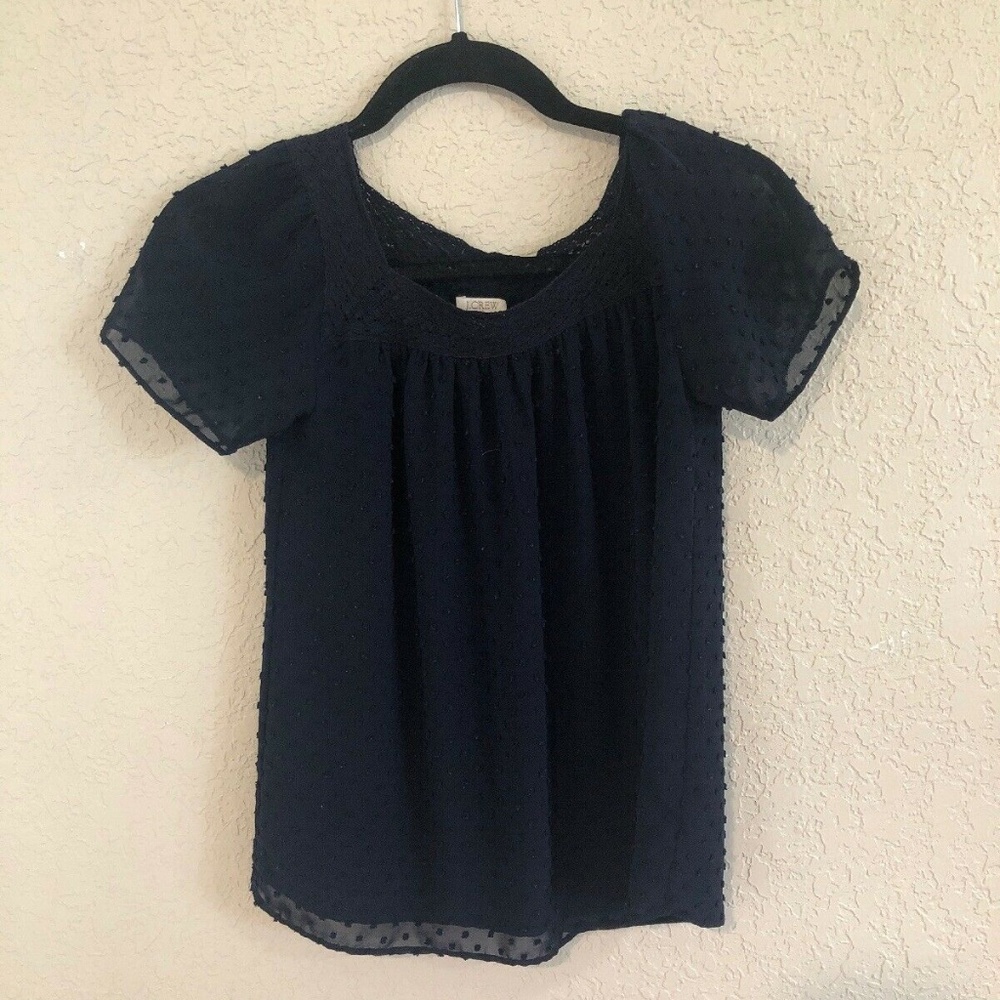 J Crew Navy Blouse Sheer XS 00